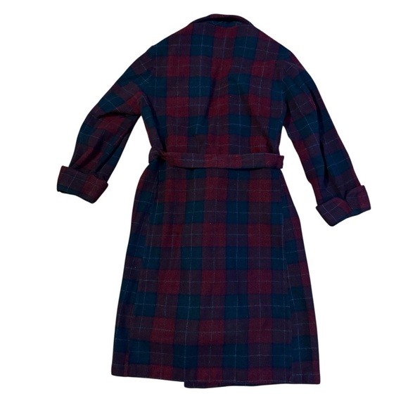 Paul Stuart Vintage Wool Red and Blue Plaid Men’s Robe Size Large - Picture 4 of 5